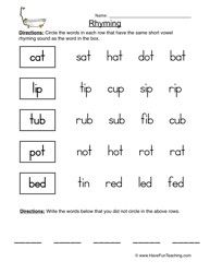 First Grade Rhyming Words Worksheet For 1st Grade