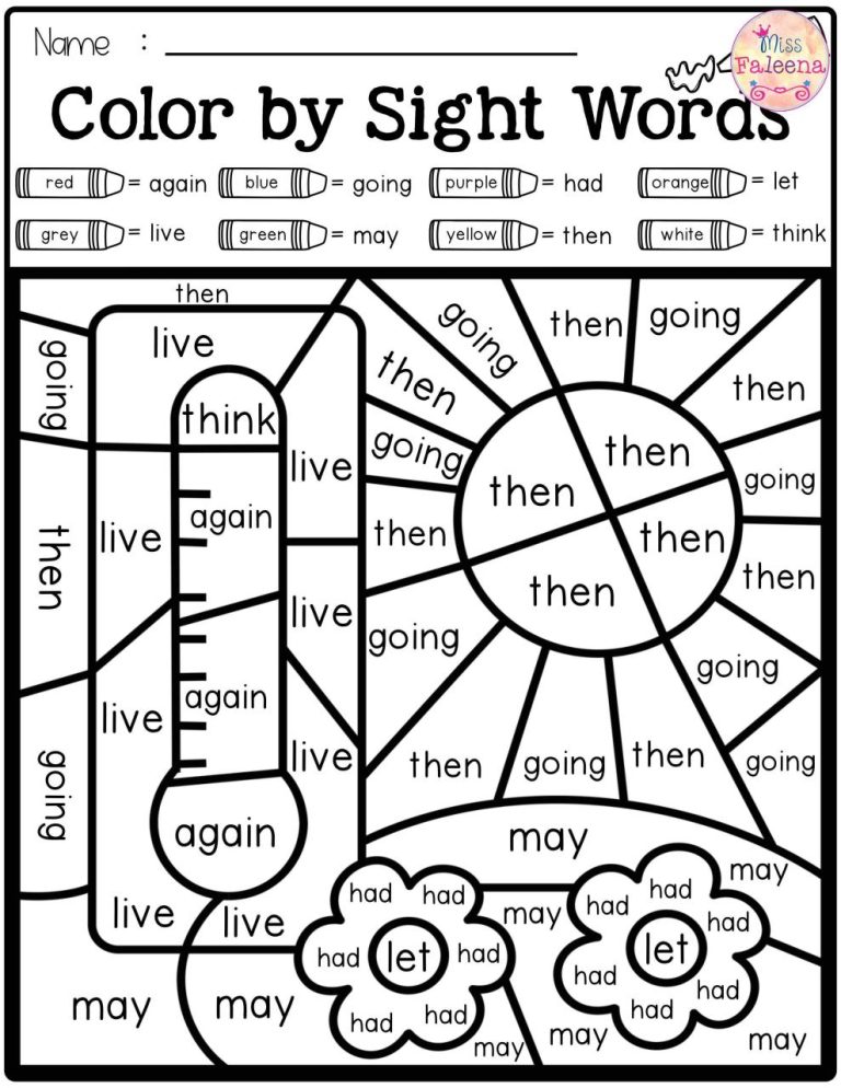 First Grade Sight Word Worksheets Free