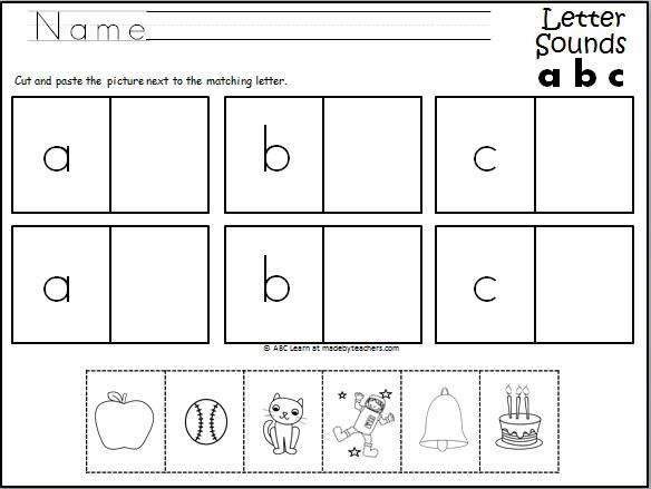 Pdf Beginning Sounds Worksheets Cut And Paste