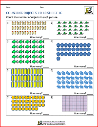 Counting Objects Worksheets 1-100