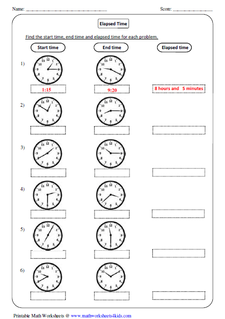 Elapsed Time Worksheets 4th Grade Pdf