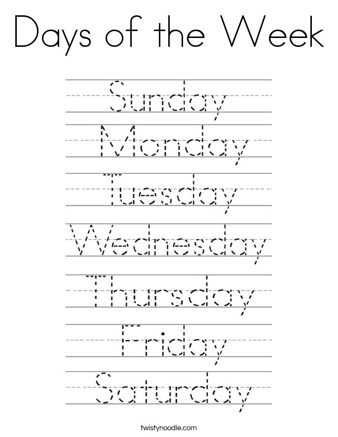 Days Of The Week Worksheets Pdf For Kindergarten