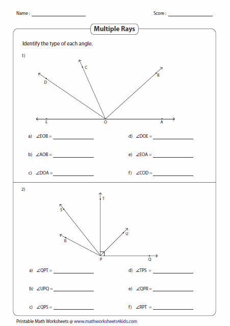 Angles Worksheet