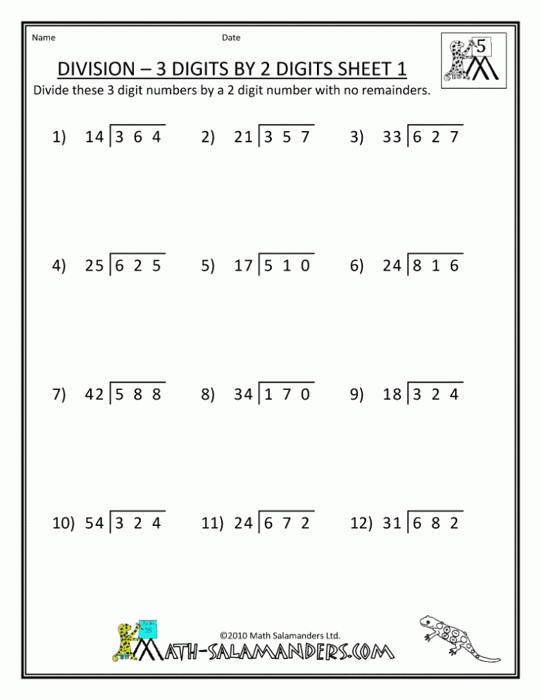 5th Grade Division Worksheets Pdf