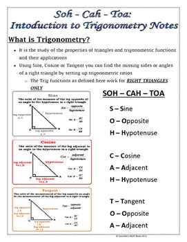 Sohcahtoa Worksheet With Answers Pdf