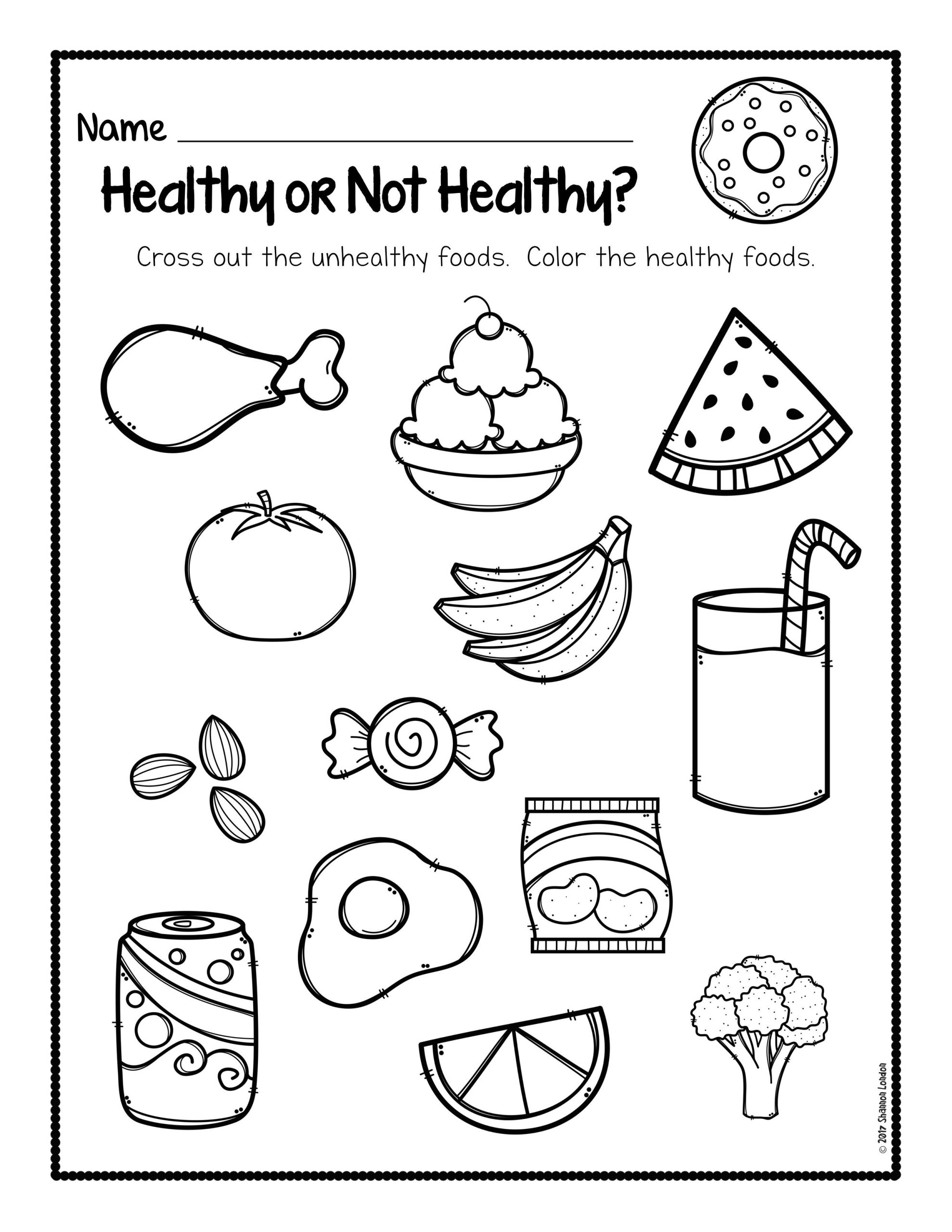 Junk Food Worksheets For Kindergarten