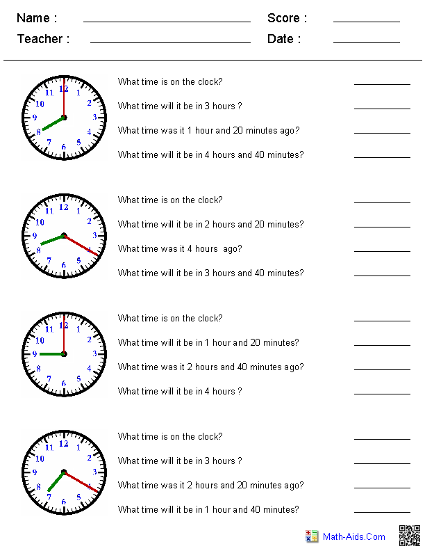 Telling Time Worksheets Grade 4