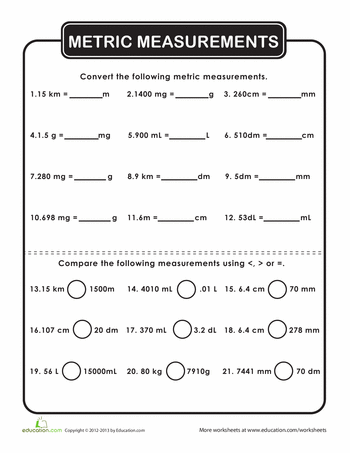 Measurement Conversion Worksheets Grade 4