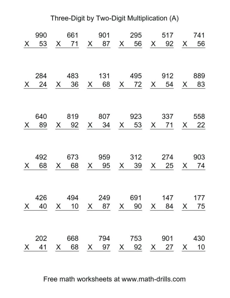 5th Grade Multiplication Worksheets Printable