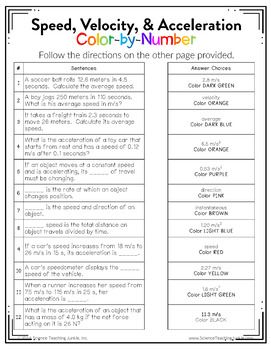 Acceleration Worksheet 1 Answers