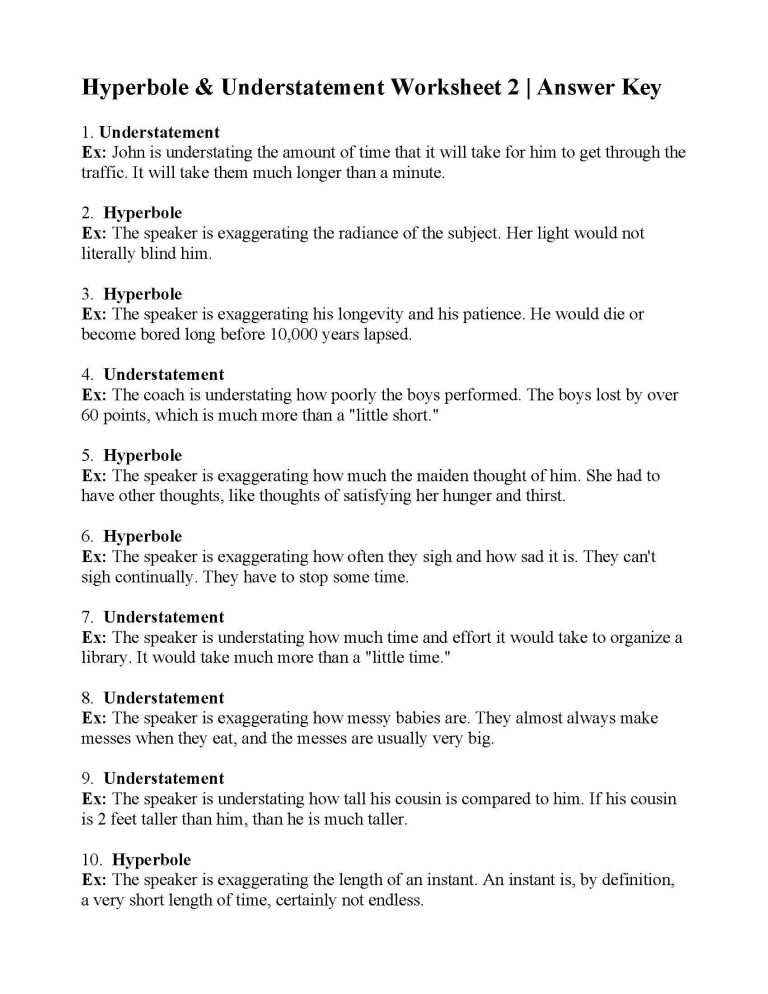 Figurative Language Worksheet 2 Quizlet