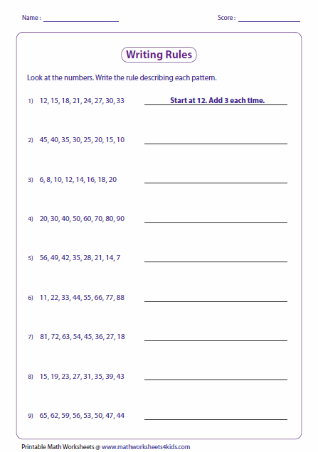 Number Sequence Worksheets For Grade 4