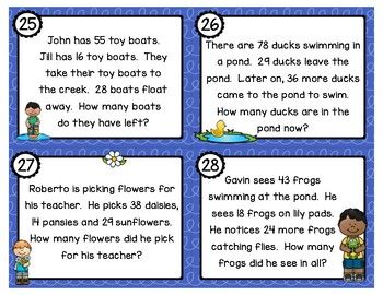 2 Digit Subtraction Word Problems