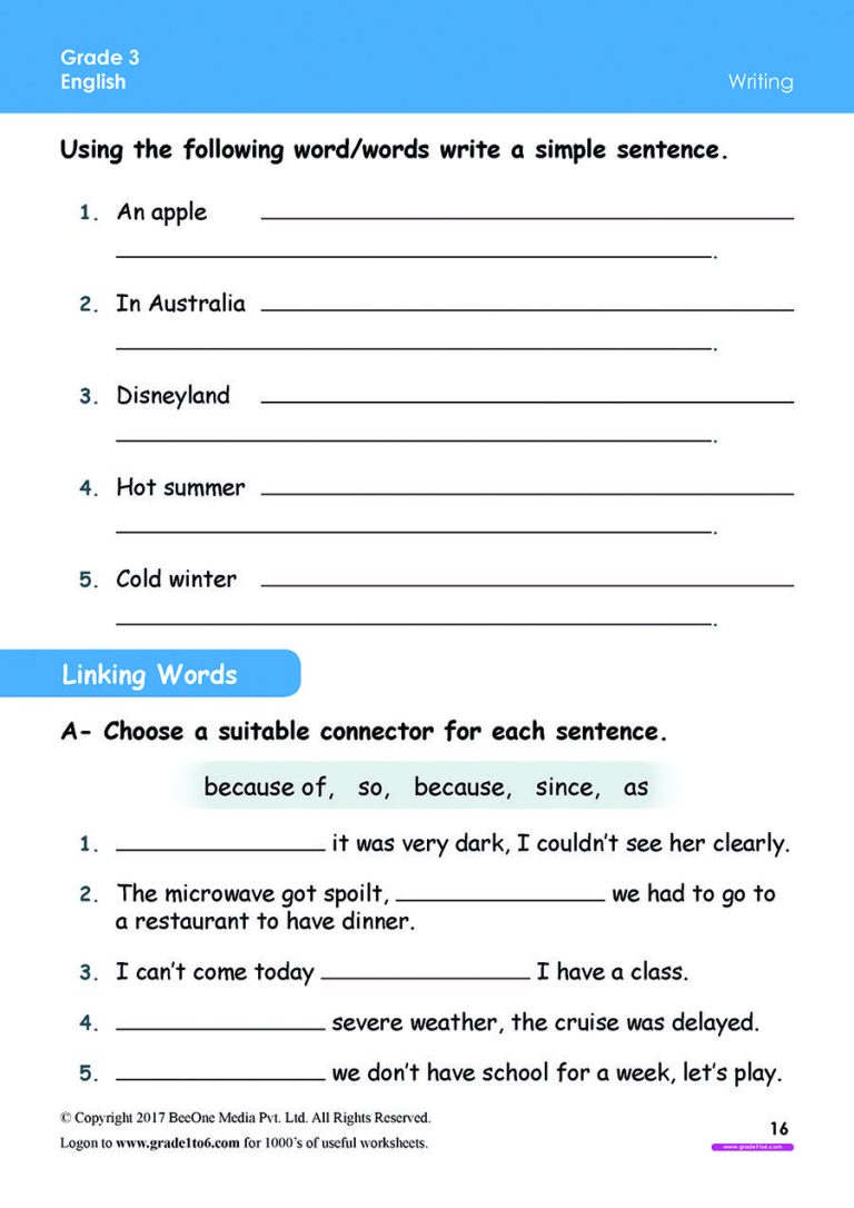 Year 6 English Worksheets Australia