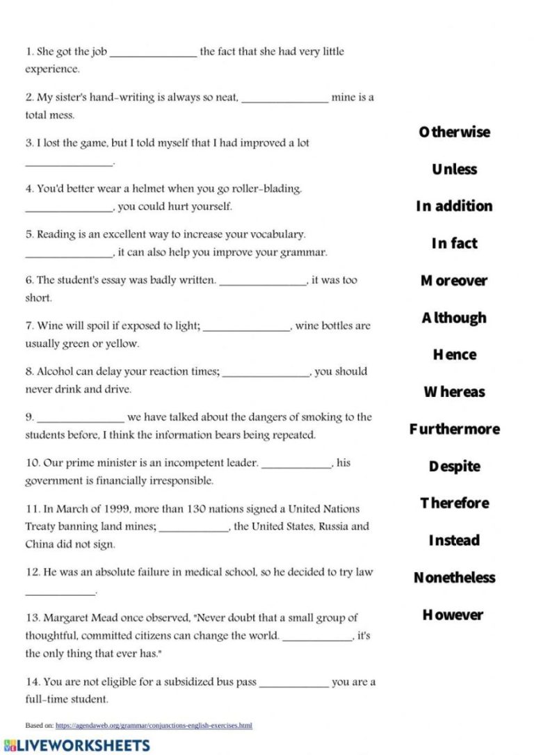 Linking Words Worksheet For Grade 2