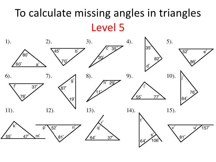 Finding Missing Angles In Triangles Worksheet Pdf Grade 5