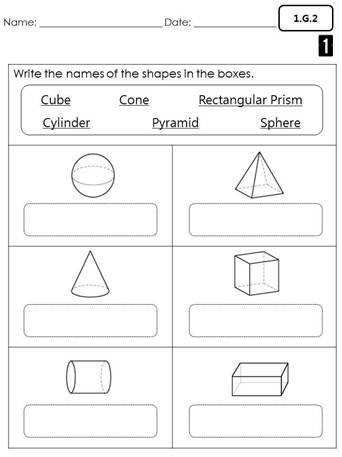 3d Shapes Worksheets For Grade 1