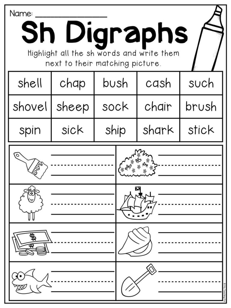 Sh Words Worksheet For Grade 2