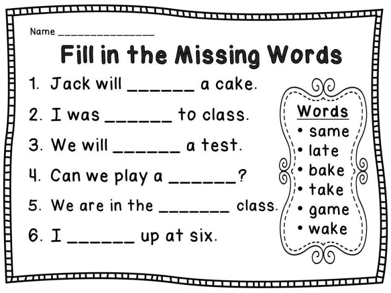 Easy 1st Grade English Worksheets