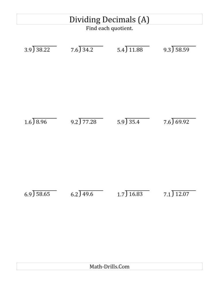 6th Grade Multiplying Decimals Worksheets