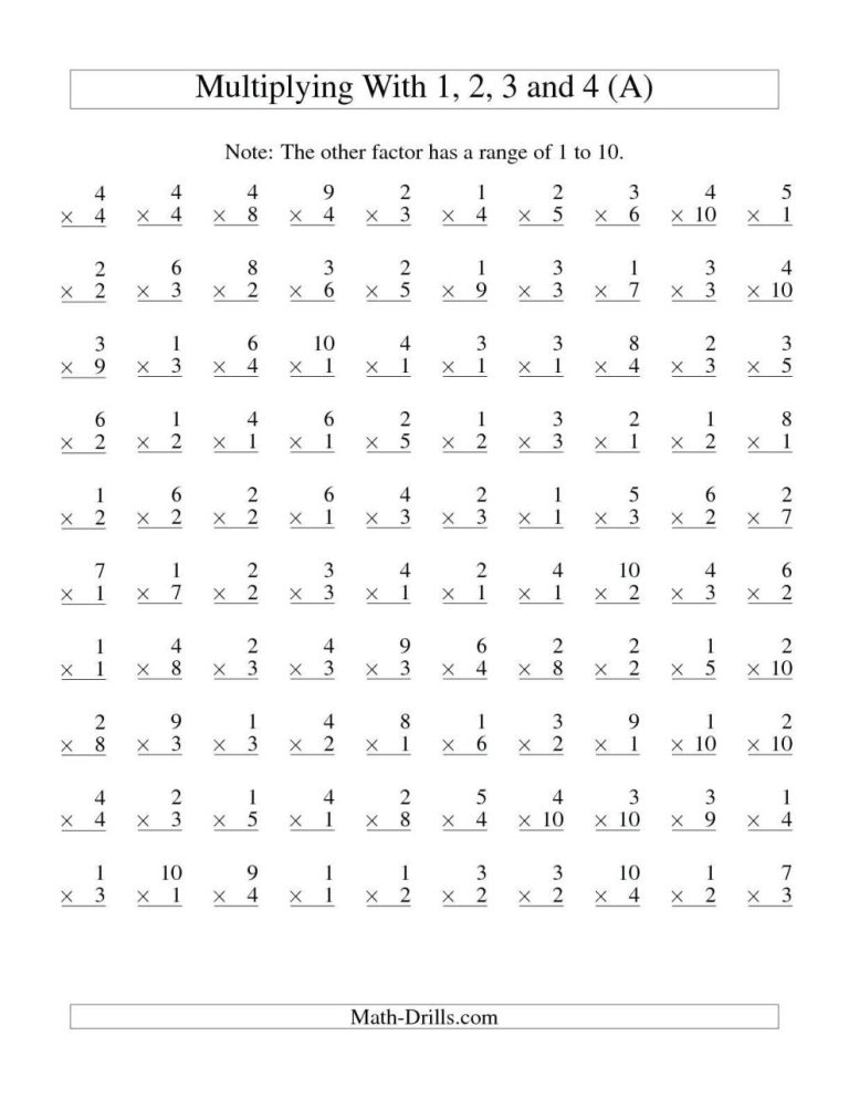 Free Printable Multiplication Third Grade Math Worksheets