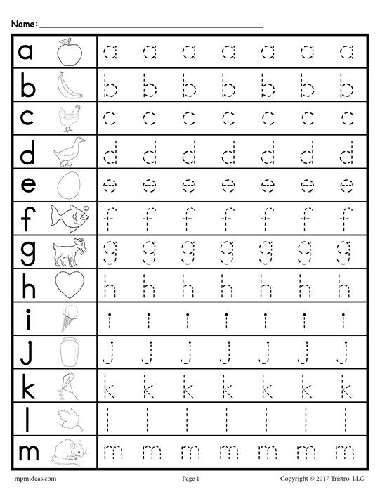 Letter Tracing Sheets Lowercase