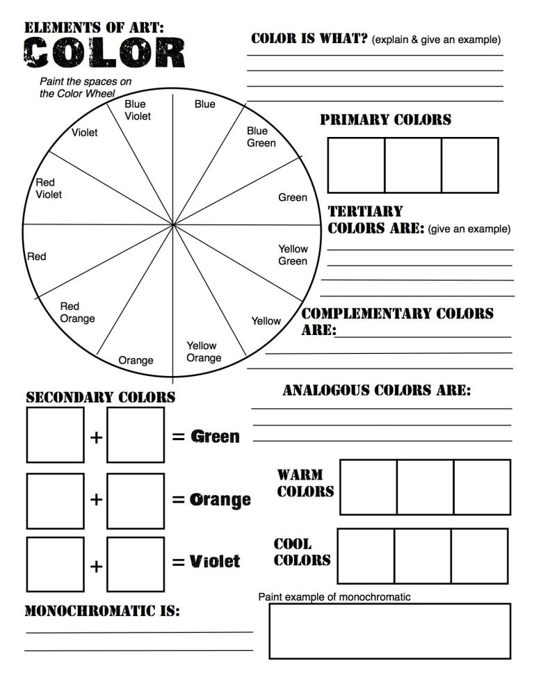 Color Wheel Worksheet Filled Out