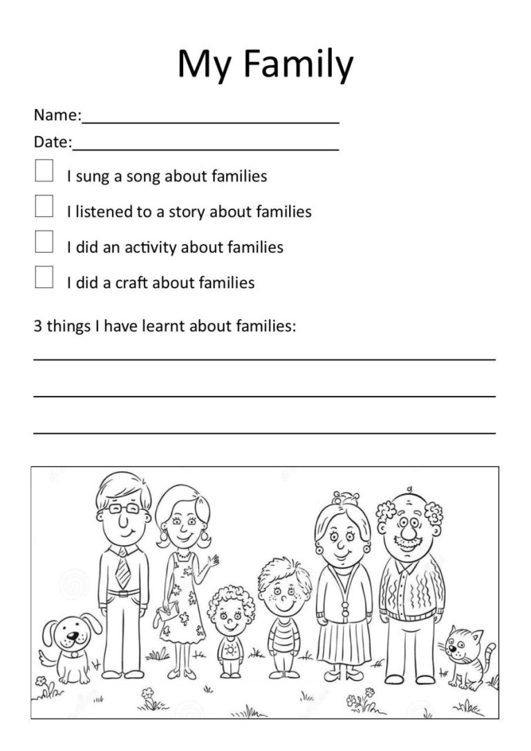 My Family Worksheet For Kids