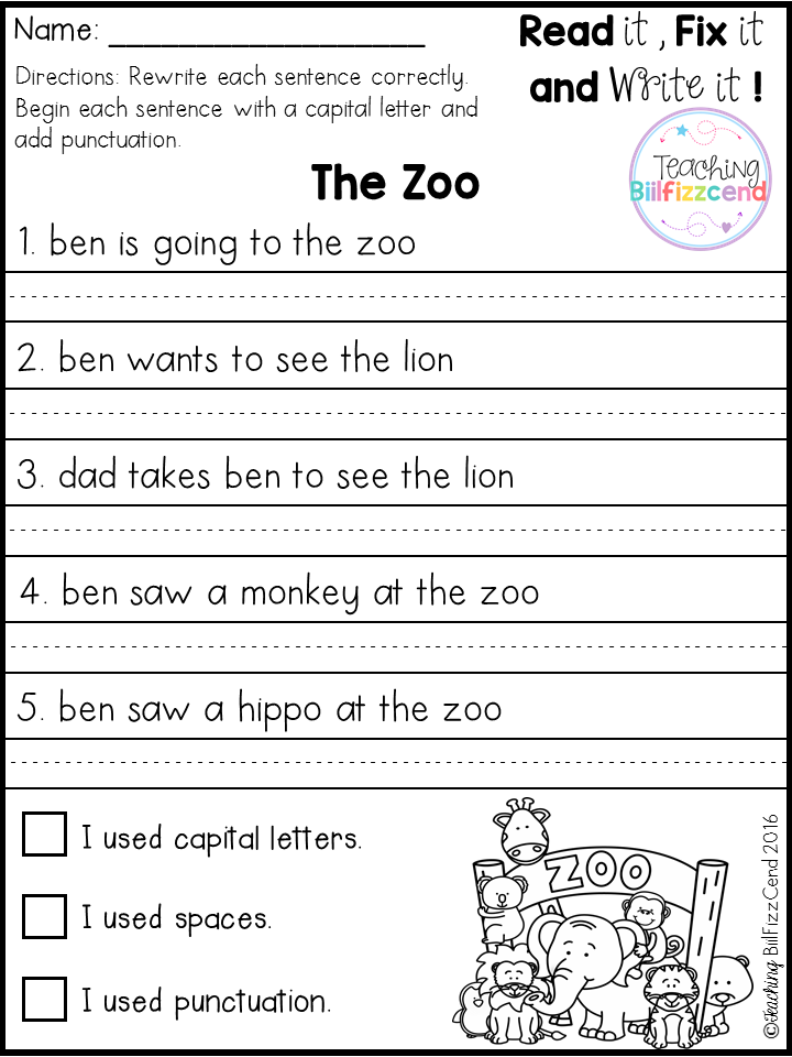 First Grade English Worksheets For Grade 1