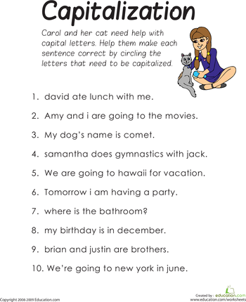 Capitalization Worksheets Free Printable