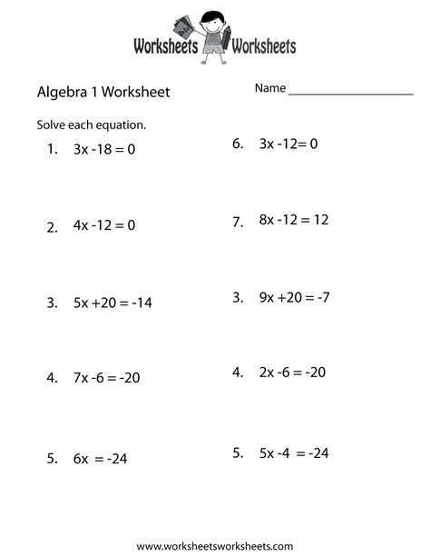 Algebra 1 Worksheets With Answers