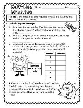 Half Life Practice Problems Worksheet