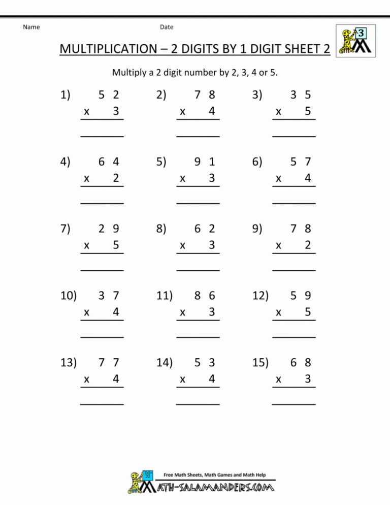 2 Digit By 2 Digit Multiplication