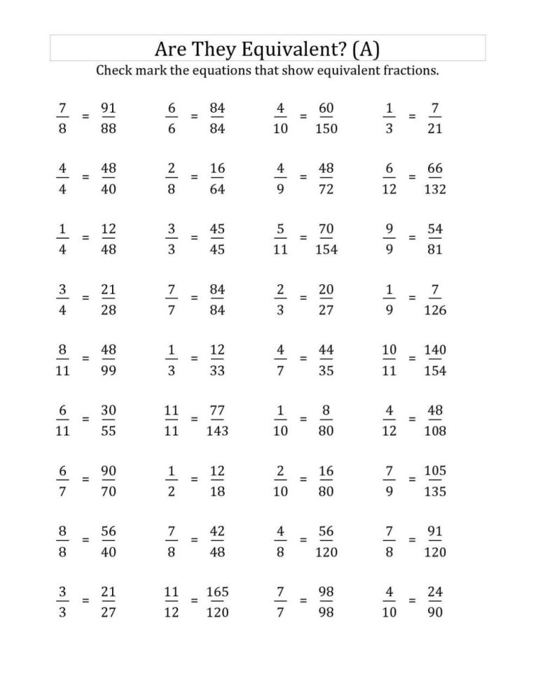 Sixth Grade Fractions Worksheets Grade 6