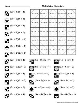 Multiplying Binomials Worksheet Answers