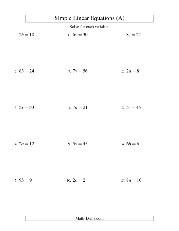 Linear Equations Worksheet With Answers Pdf Grade 8