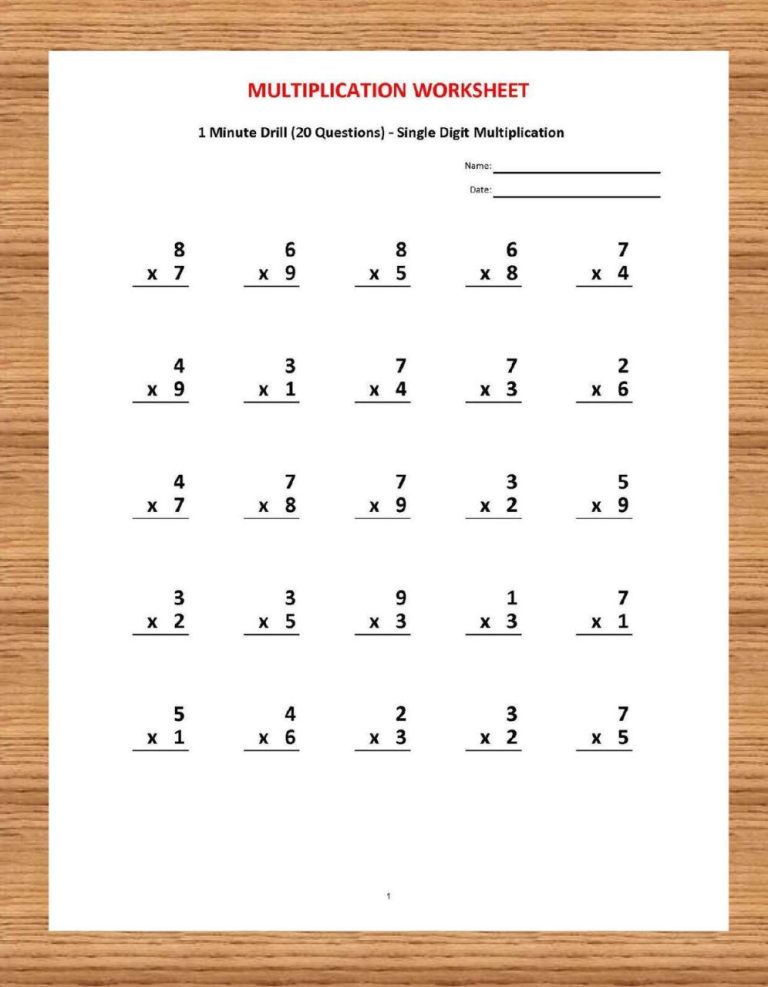 2nd Grade Multiplication Table Worksheet Pdf