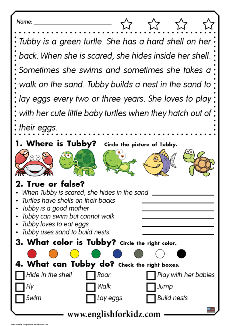 Comprehension Worksheets For Grade 2 English