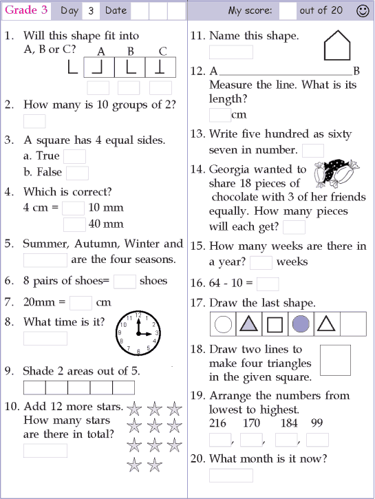 Mental Maths For Class 3 With Answers