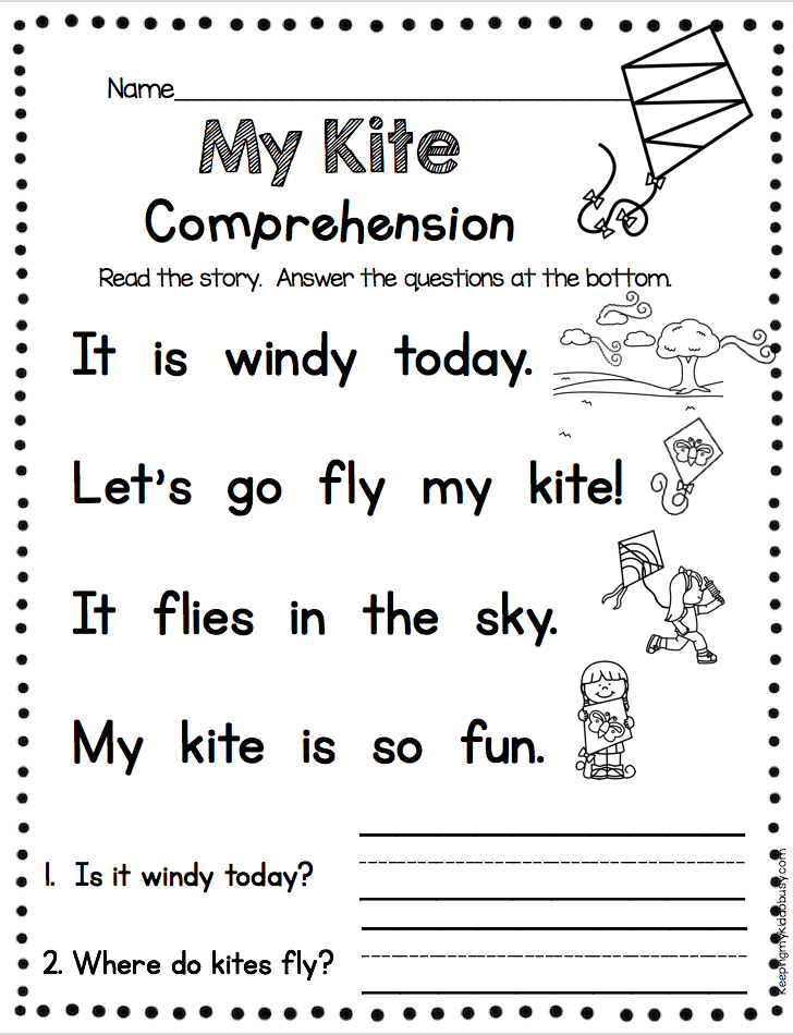 Easy Reading Comprehension Worksheets For Kindergarten