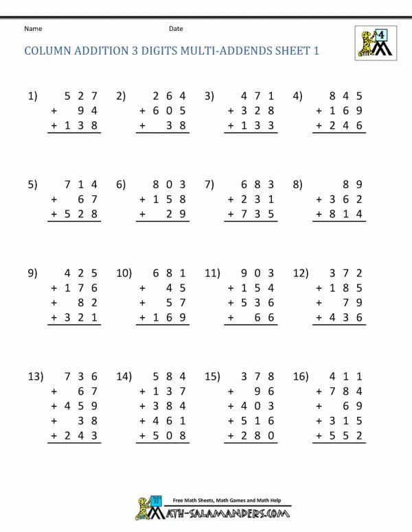 Adding And Subtracting Worksheets Grade 4