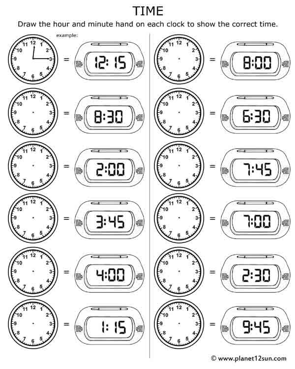 Telling Time Worksheets Pdf Free