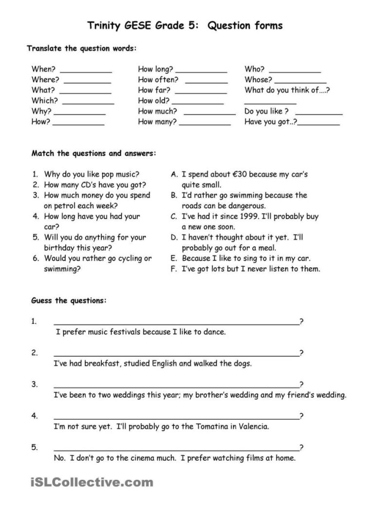 English Worksheets For Grade 5 Pdf