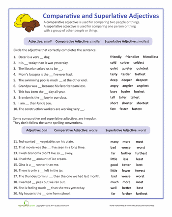 Degree Of Comparison Worksheet For Class 4