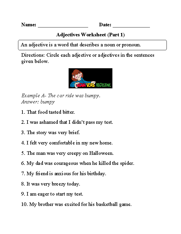 Grade 9 Adjectives Worksheets For Grade 7