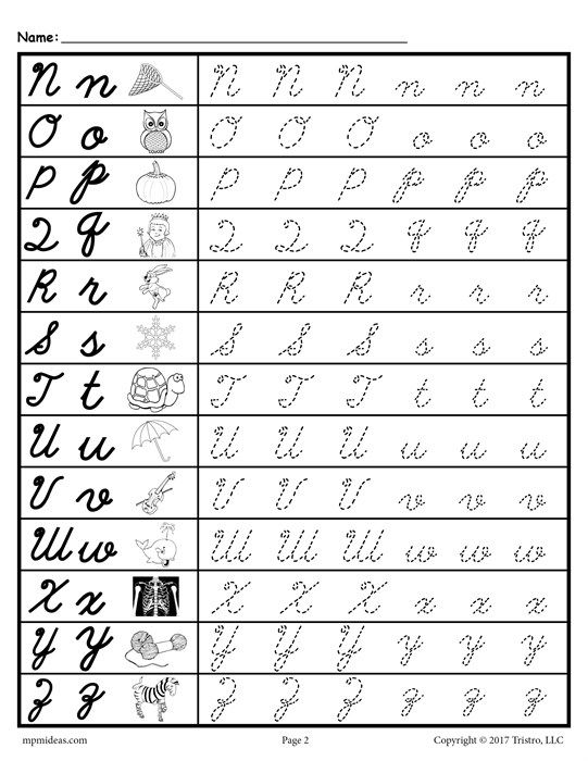 Cursive Alphabet Worksheet