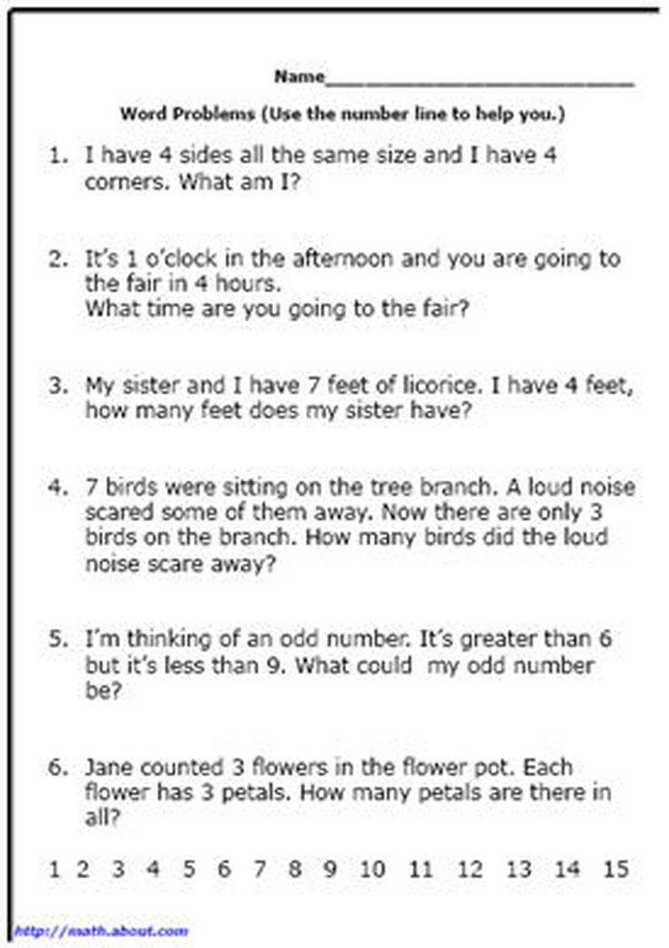 Printable Addition Word Problems Grade 1