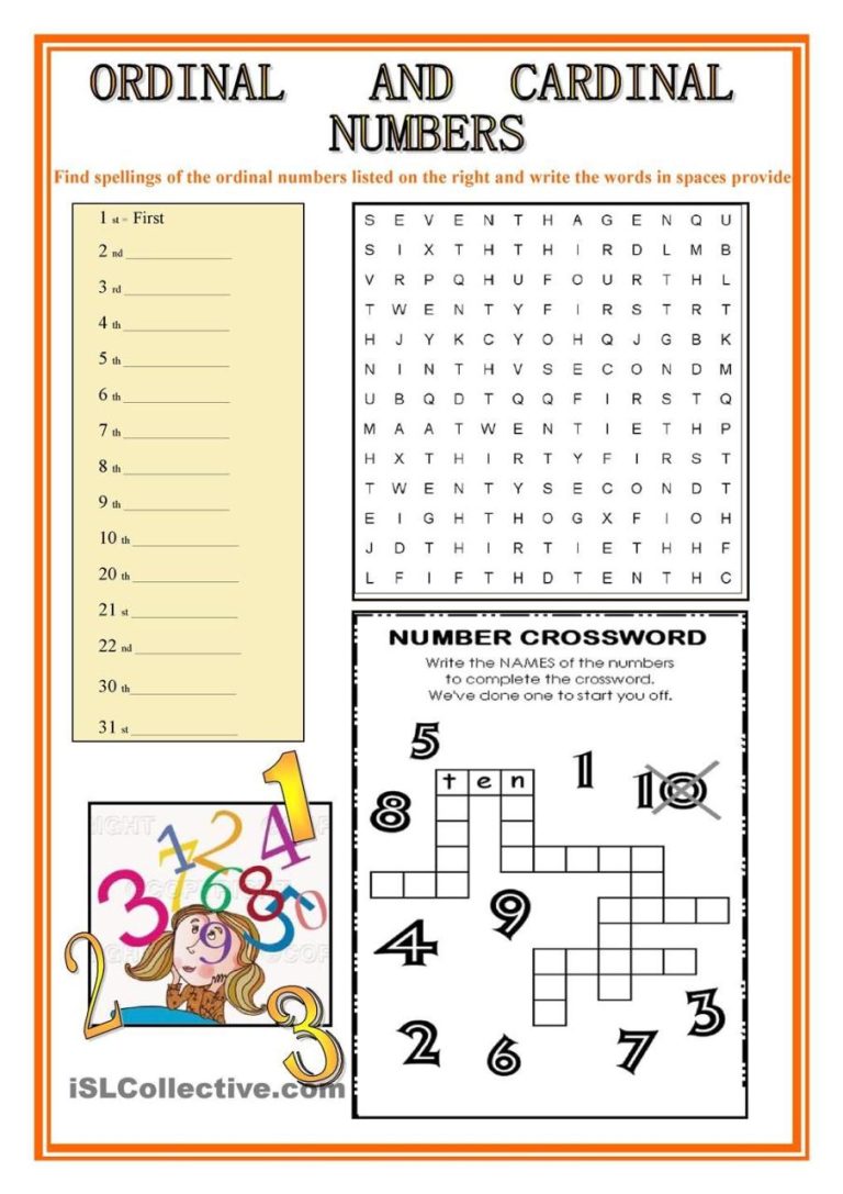 Ordinal Numbers Worksheet Grade 3 Pdf