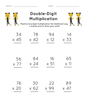 Double Digit Multiplication Worksheets 4th Grade