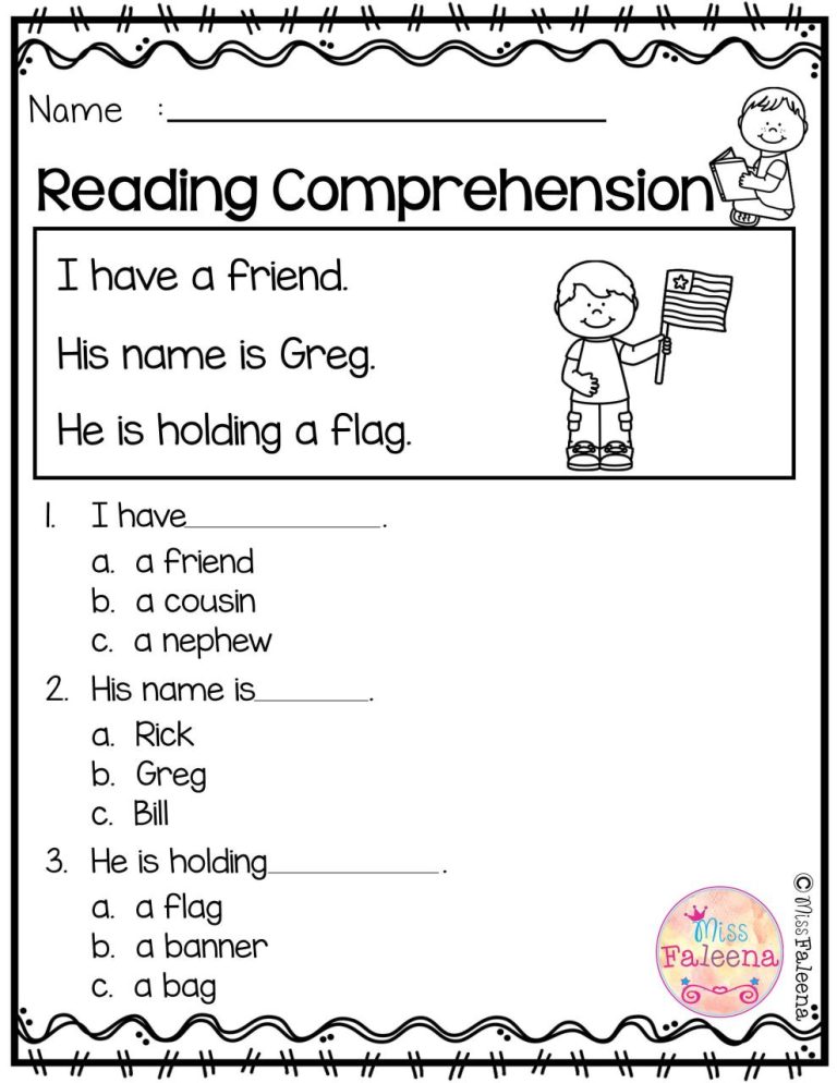 Reading Comprehension Activities For Kindergarten